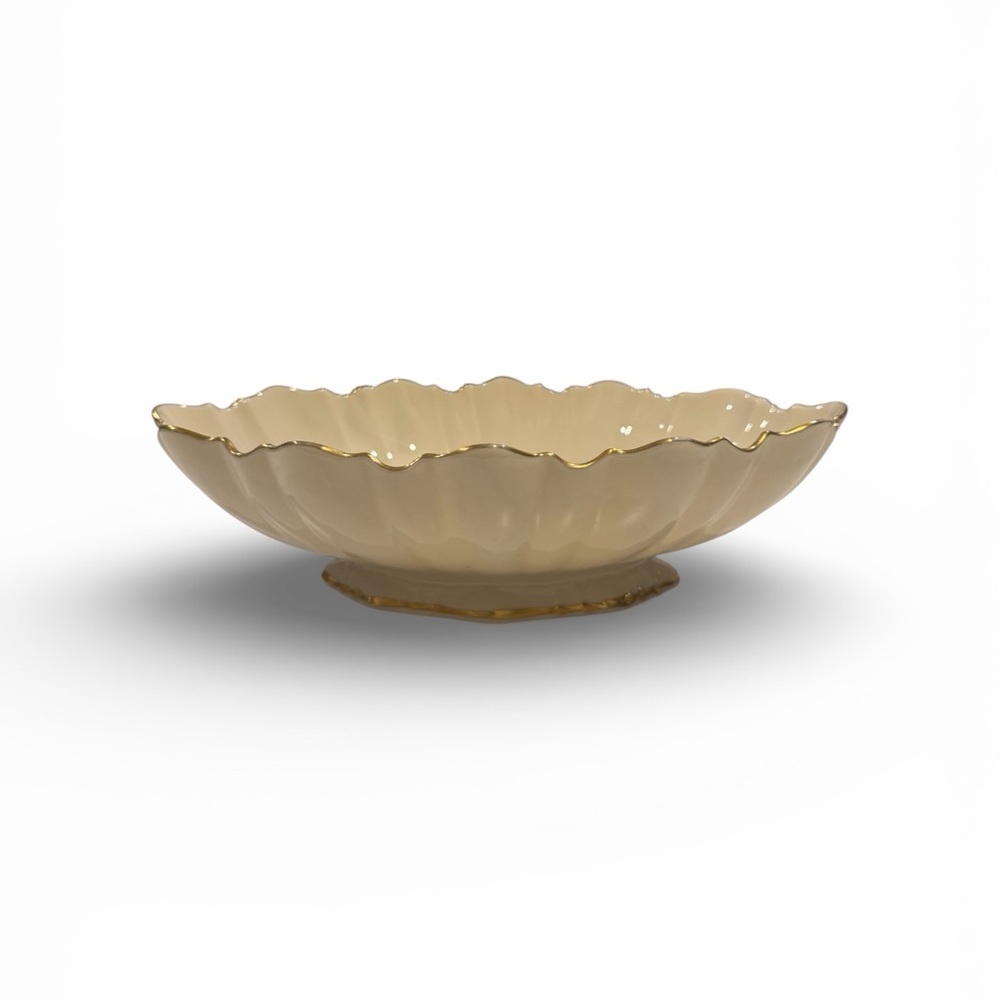 Lenox Symphony 24k Gold Trim Oval Scallop Footed Serving Bowl - Picture 3 of 6